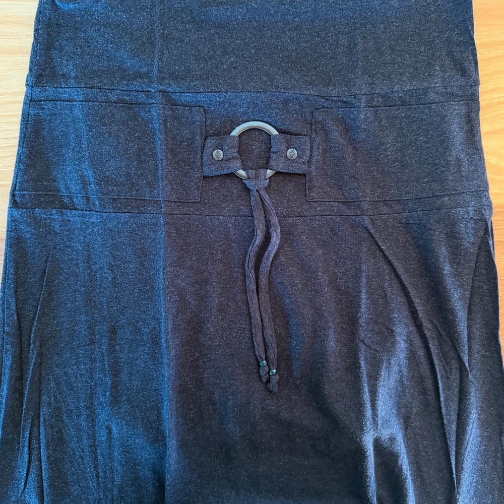 Nomads Hemp Wear Thalia Dress, Charcoal Gray Maxi Dress with Belt & Metal Ring - Picture 5 of 7